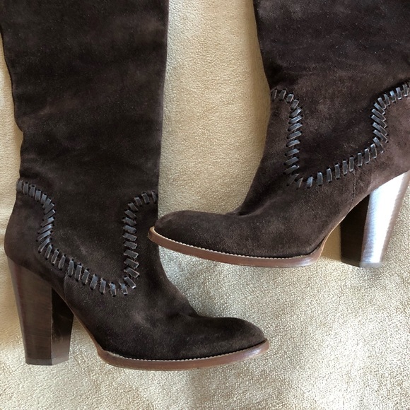 KORS Michael Kors Brown Suede Whipstitch OTK Boots - Picture 3 of 7